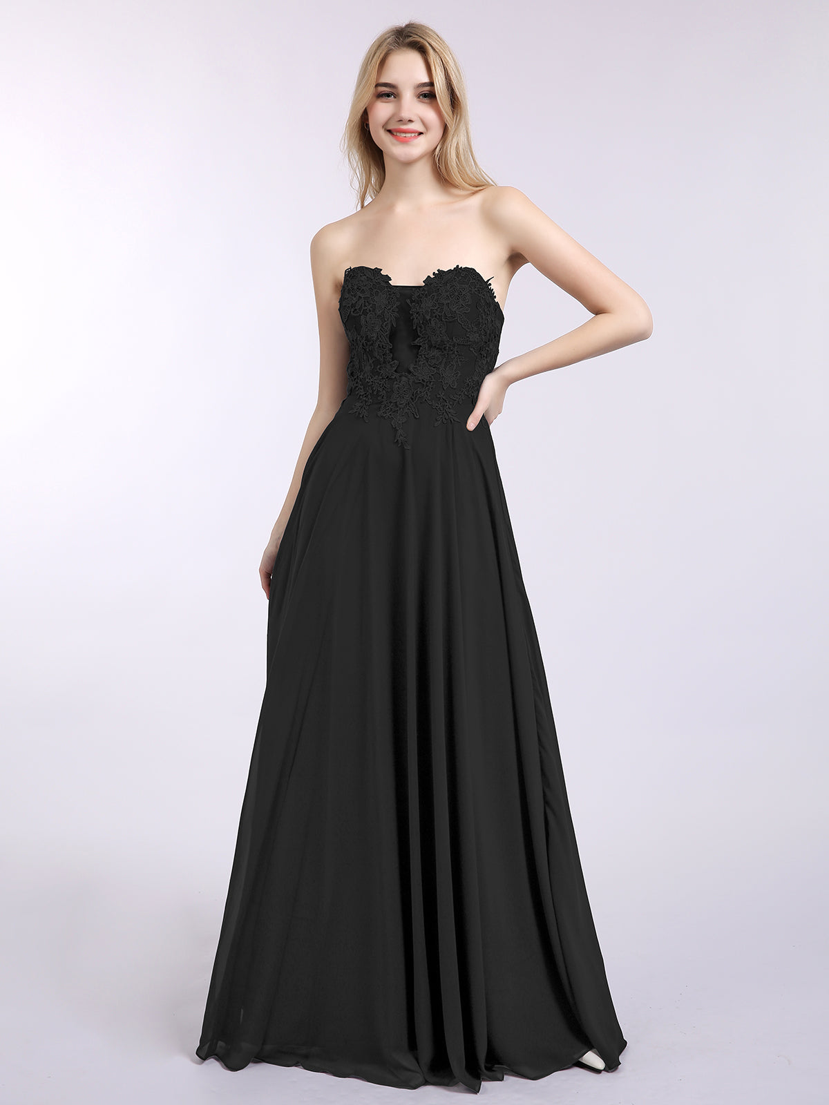 Chiffon with Appliqued Long Dresses Plum